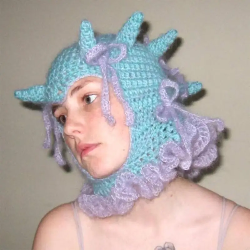 Beanie Hat Unique Horn Knitted Hat Winter Party Photography Props Y08E