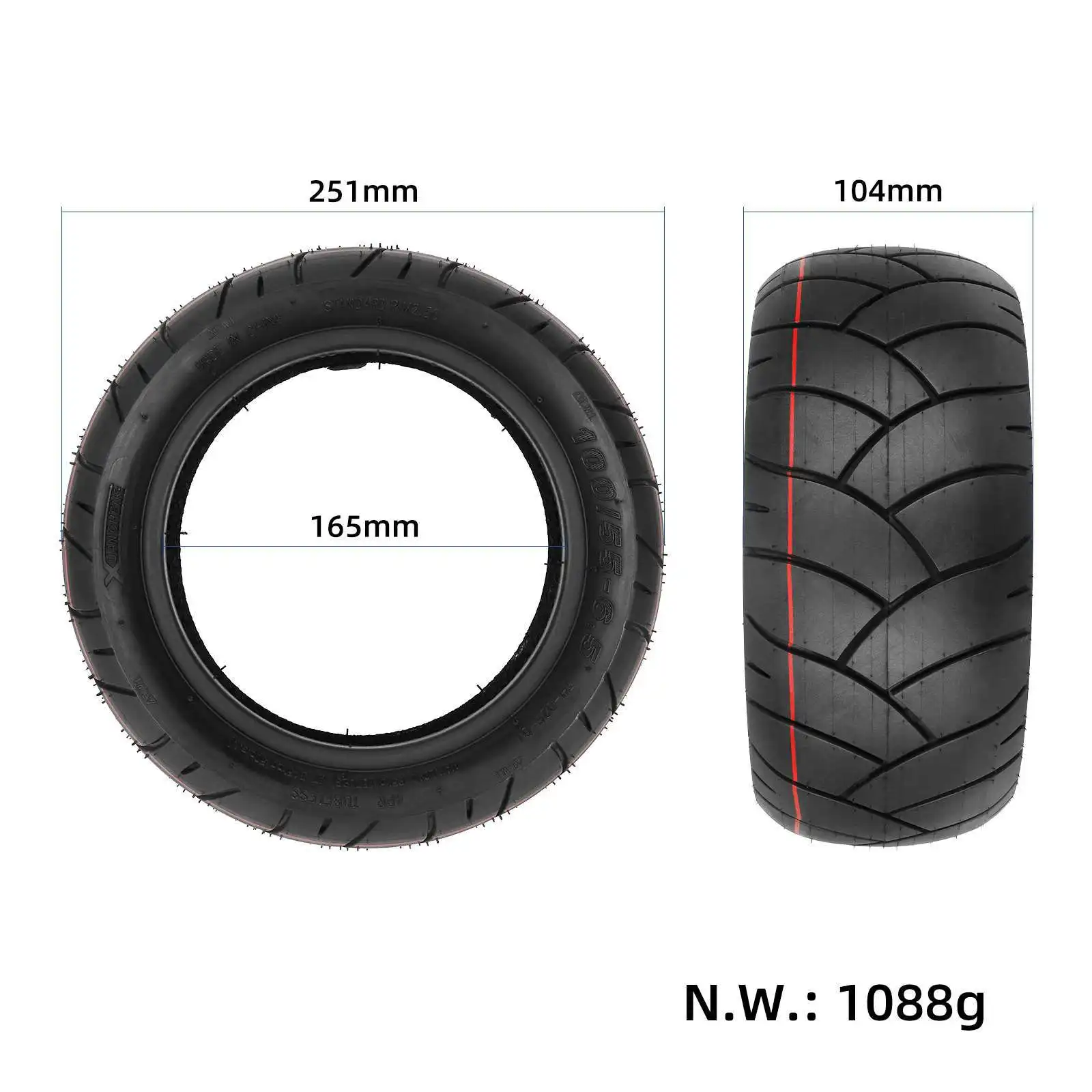 11 Inch 100/55-6.5 Jelly Gel Self-repairing Tire for Electric Scooter  100/55-6.5 Upgraded Anti Puncture Tubeless Tyre