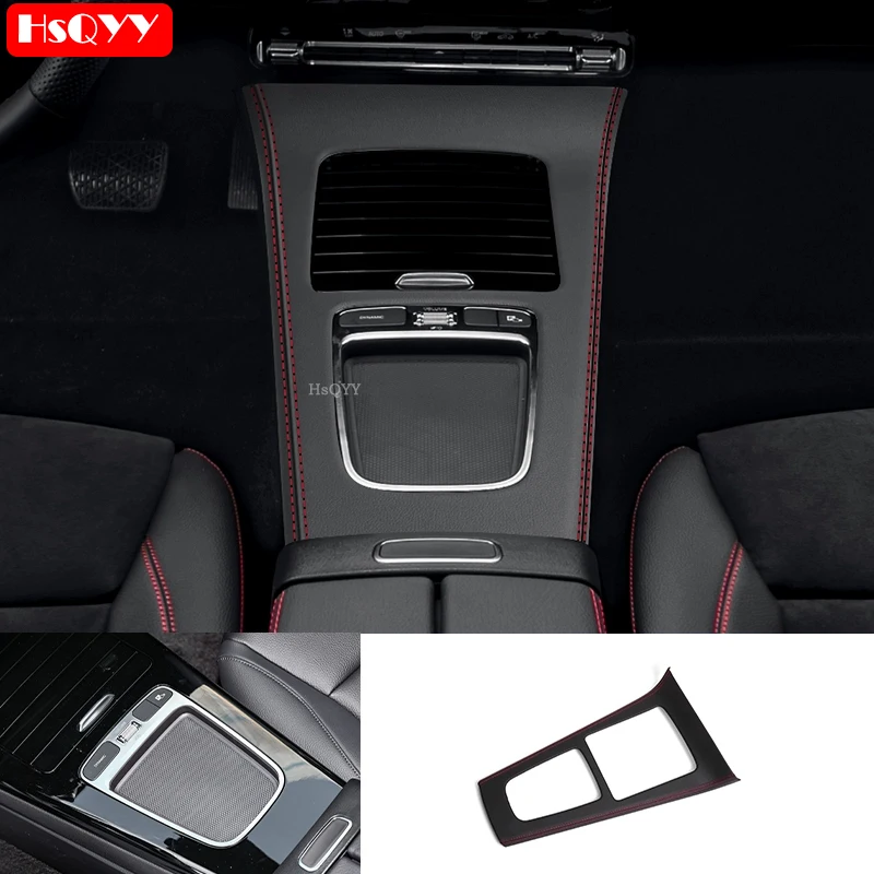 Car Center Console Accessories Decoration Leather Style Panel Cover Trim Panel Frame For Mercedes Benz A CLA Class W177 C118 AMG