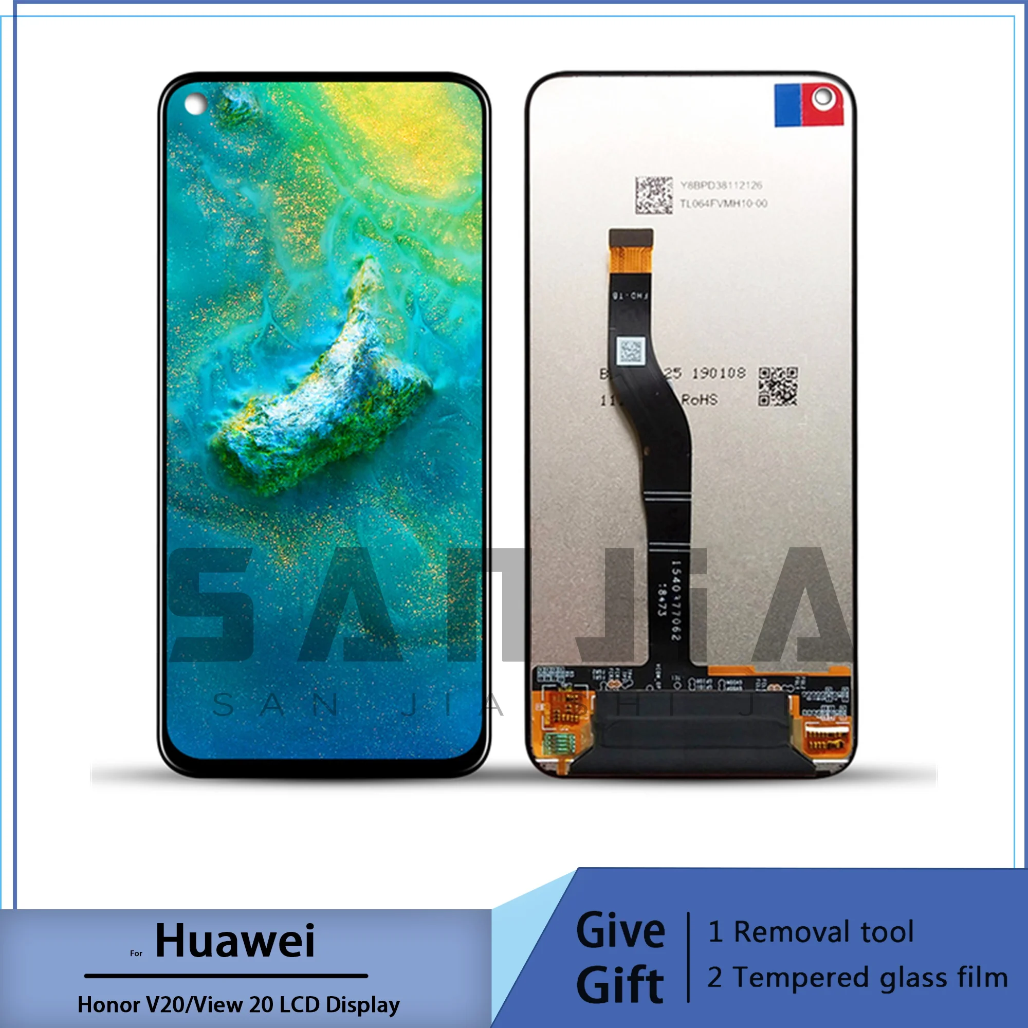 Para huawei honor view 20/honra v20 display lcd tela de toque digitador assembléia PCT-L29 display lcd 10 toque reparação