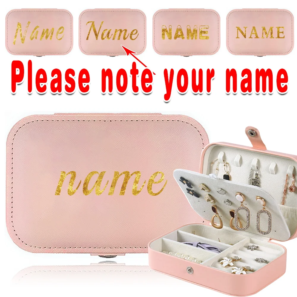 Customized Name Flap Jewelry Storage Box Earrings Rings Organizer Jewelry Display Case Leather Makeup Bag Portable Cosmetic Pack