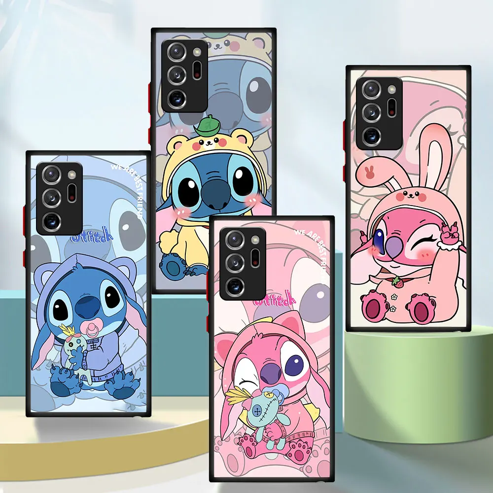 Disney Stitch Angle Lover Case for Samsung Galaxy A51 A30 A50 A71 A05 A05s A21s A06 A30s A31 A52s 5G Note 20 10 9 8 4G Cover