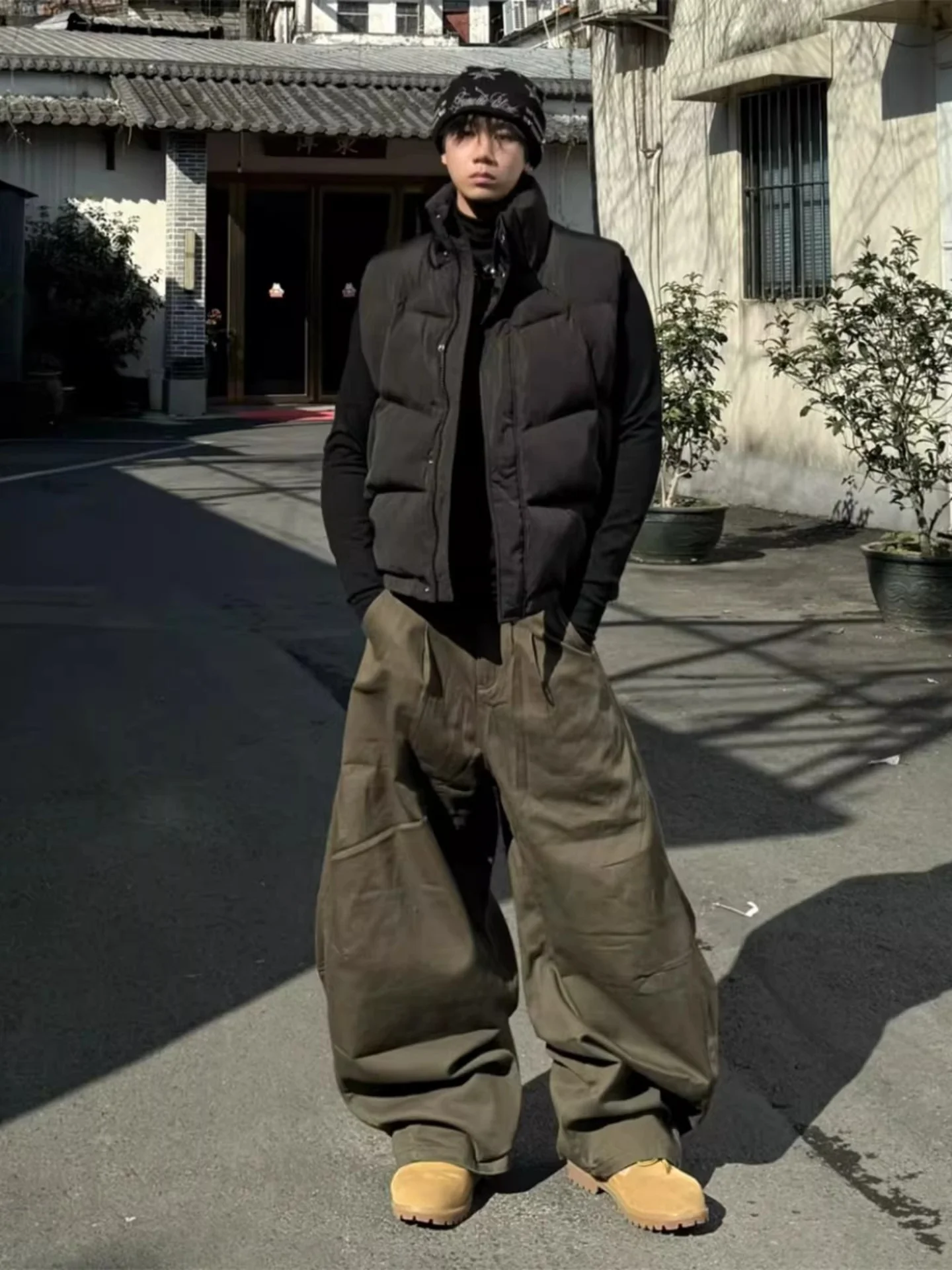 

Bla Thiened Stand Collar down Cotton Vest Cleanfit Layering Workwear Vest Youthful ular Long Sve Zipper Closure