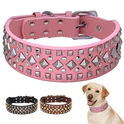 Cool Spiked Studded Dog Collar Soft Leather Pet Collars Pitbull Bulldog Medium Large Dogs Collars Necklace Pitbull Bulldog