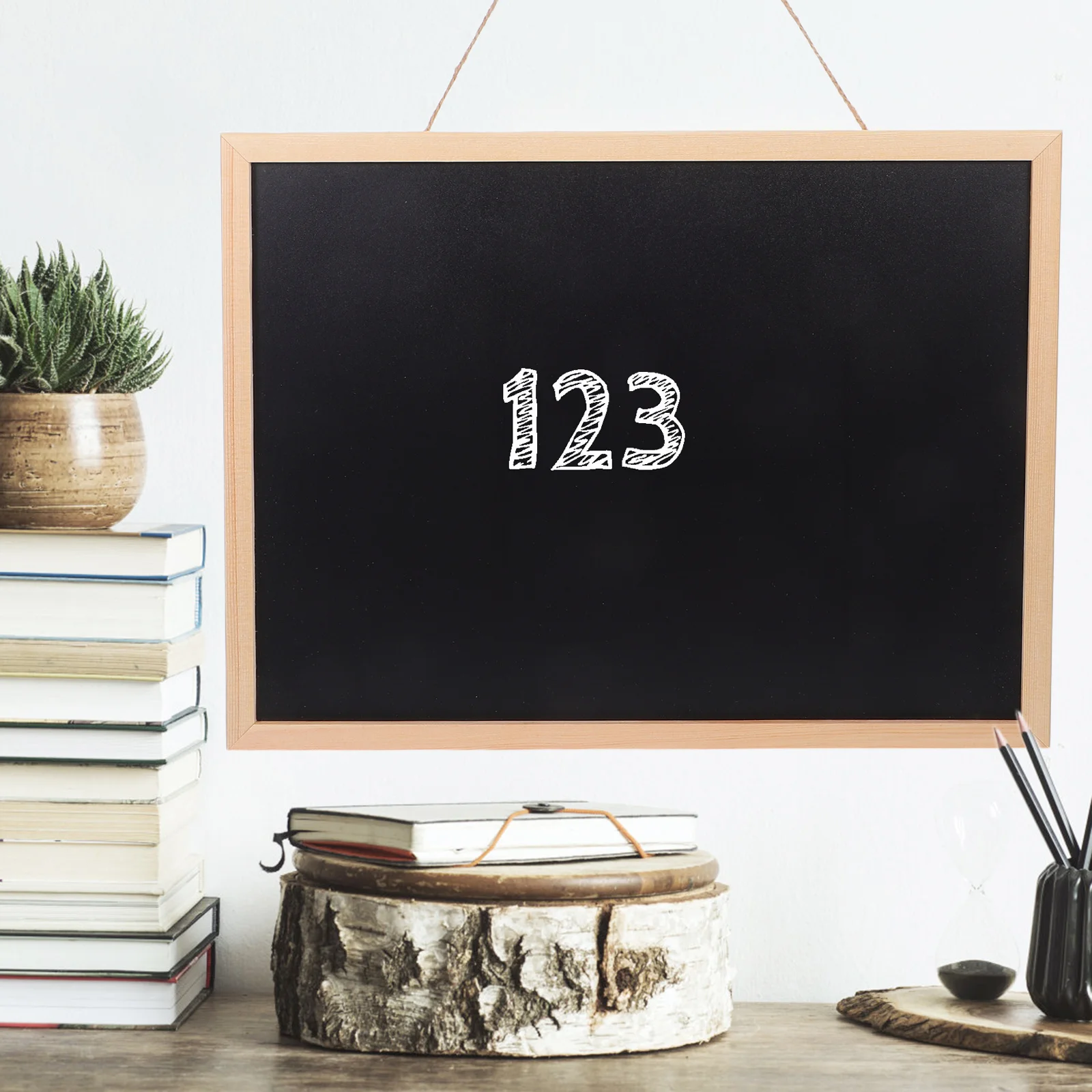 

Wooden Border Chalkboard Hanging Small Chalkboard Sign 40x30cm Decorative Lanyard Writing Board Wooden Blackboard