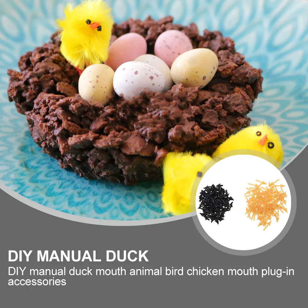 

140pcs Duckbill Plugin PVC Mini Chicken Beak Accessory Toy DIY Fake Bird Chick Mouth Inserts Plastic Christmas Gift