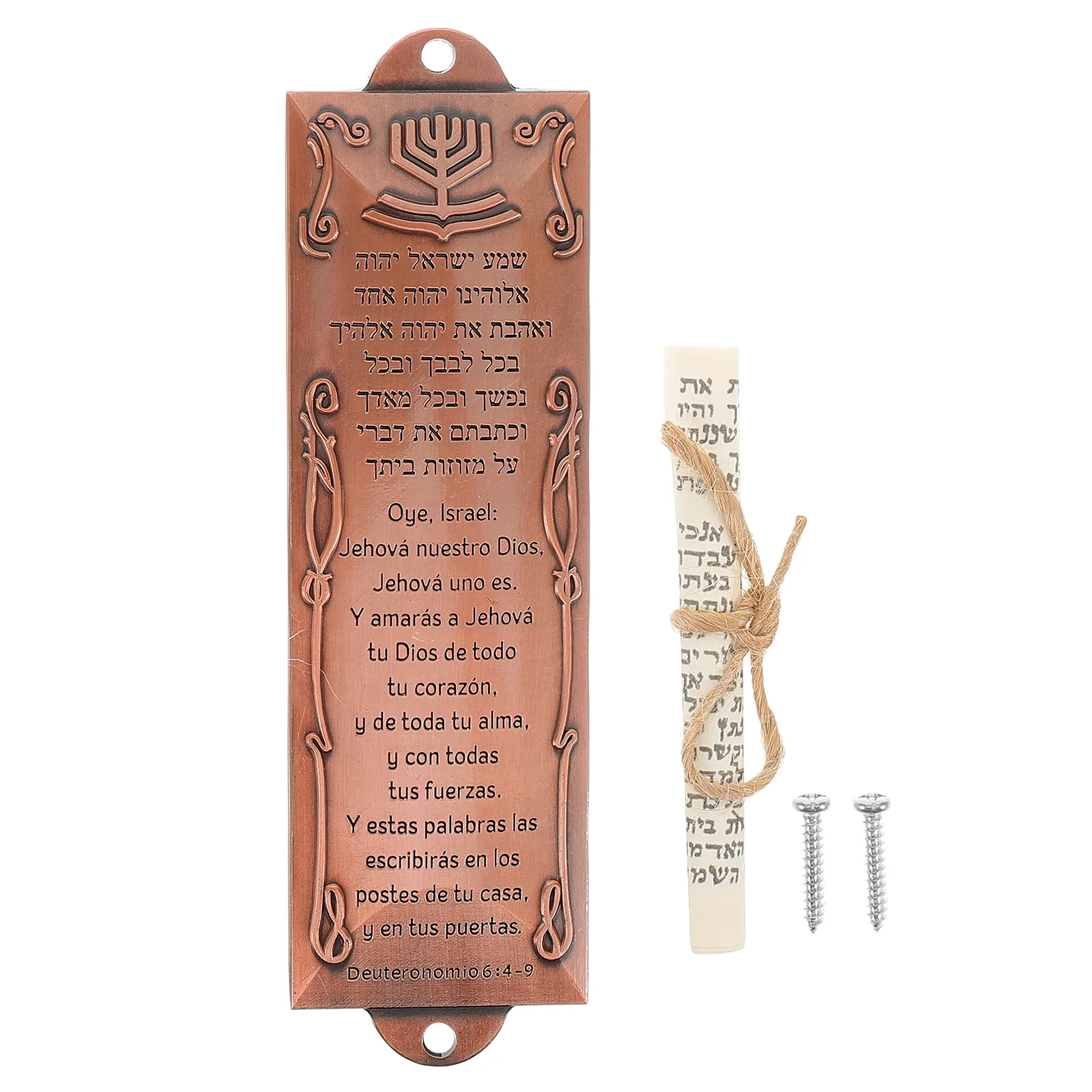 

Spanish Mezuzah Doorpost Decorations with Scroll Brown for Home Entrance Jewish Blessings Metal Cases Door Columnnaments