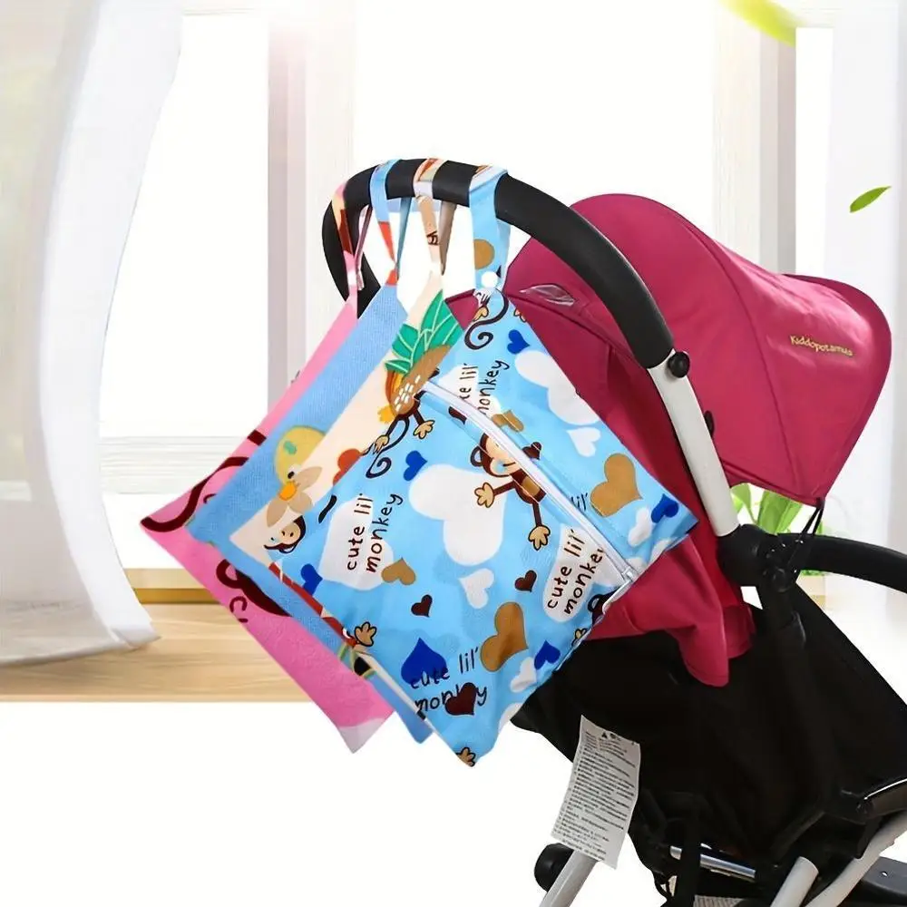 2PCS 20*25CM Baby Stroller Diaper Wet Bag Women Nursing Menstrual Pads Bag Waterproof PUL Handbag Mom Outdoor Storage Bag