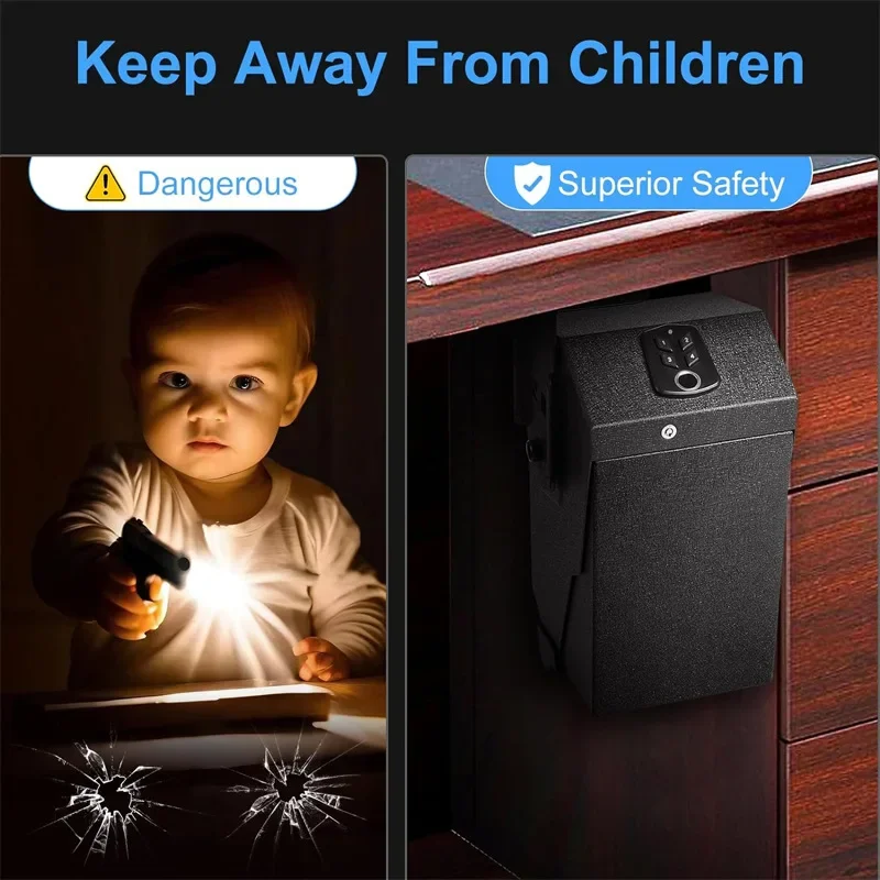 Biometric Gun Safe Box, Innovative Design for Private Firearms Security Wall Mounted, Home/Office Use Secure Storage Solution