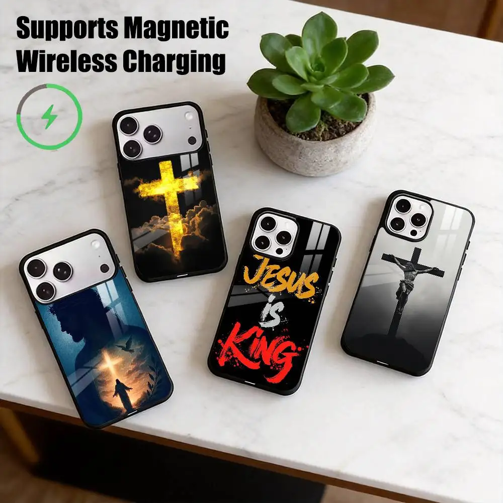 J-Jesus Christ My G-God Phone Case For iPhone17,16,15,14,13,12,11 Plus,Pro Compatible with magnetic wireless charging Gift