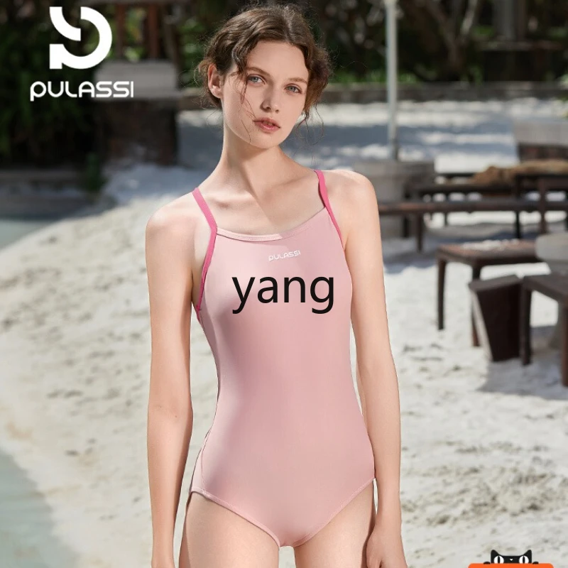 

Premium new swimsuit one-piece racing swimsuit rose powder