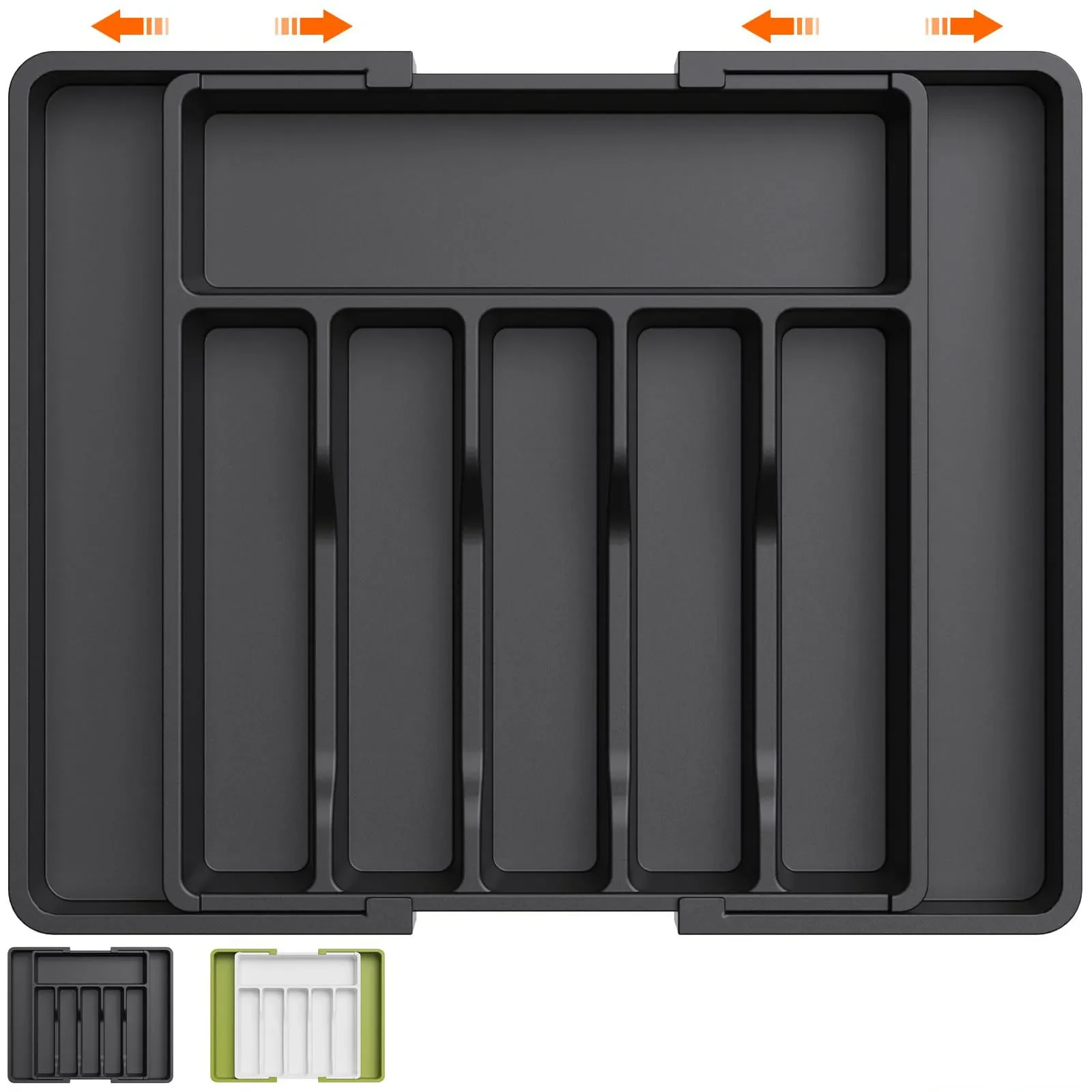 Bandeja organizadora de almacenamiento de cocina ajustable: organizador de cajones multifuncional de plástico para utensilios de encimera de cocina