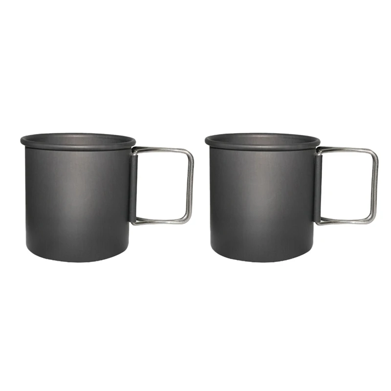 

Camping Picnic Cup With Foldable Handle Backpacking Tableware 300Ml Portable 2Pcs