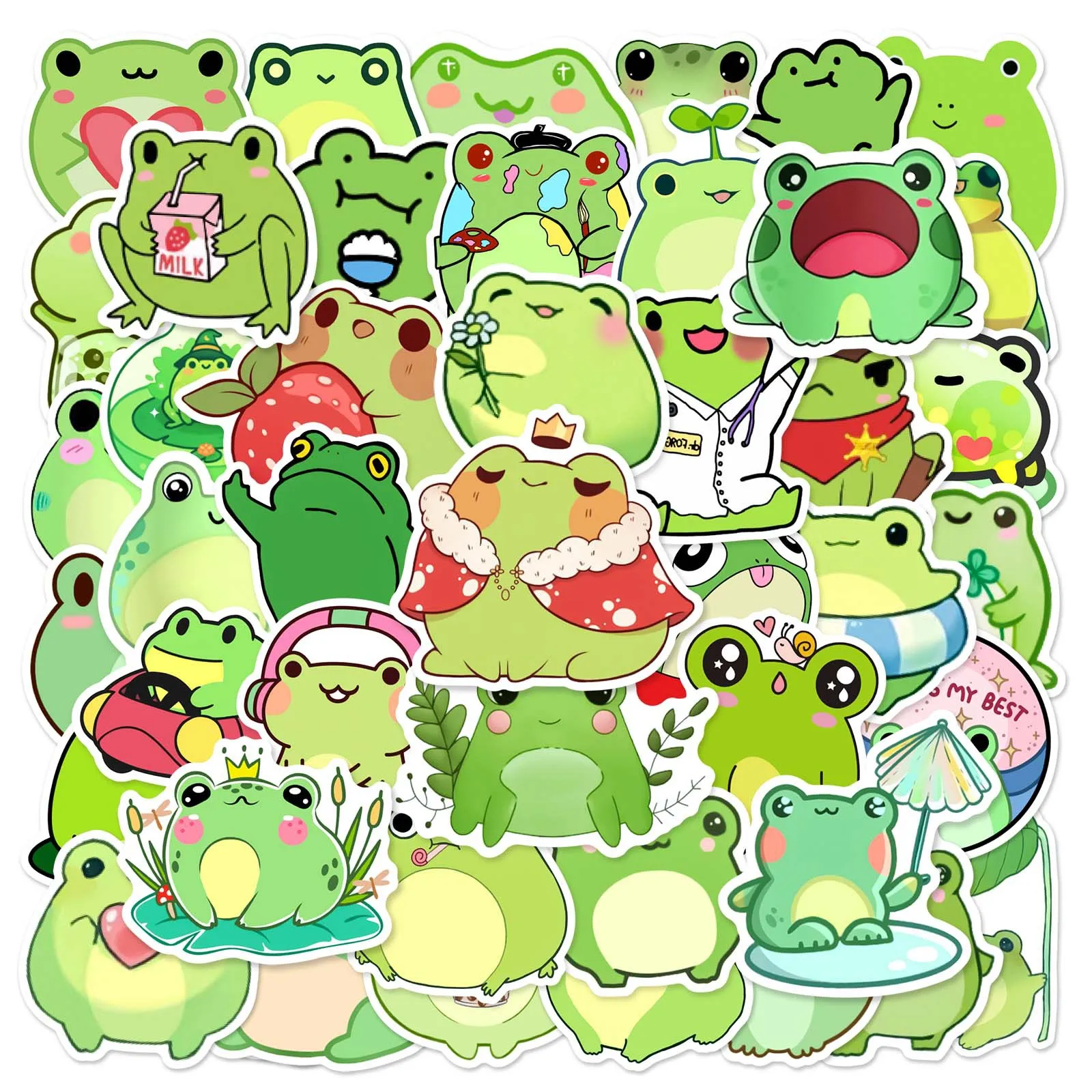 

10/50PCS Kawaii Frog Cartoon Stickers Retro Style Sticker Cute Animal Meme DIY Luggage Laptop Phone Guitar Bike Skateboard