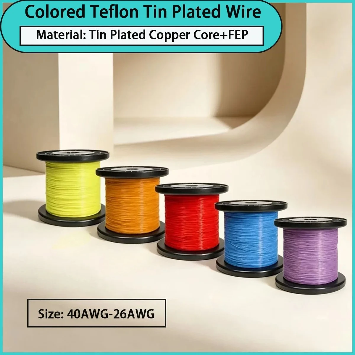40AWG-26AWG colored PTFE tinned wire is used for electronic appliances, instruments, etc