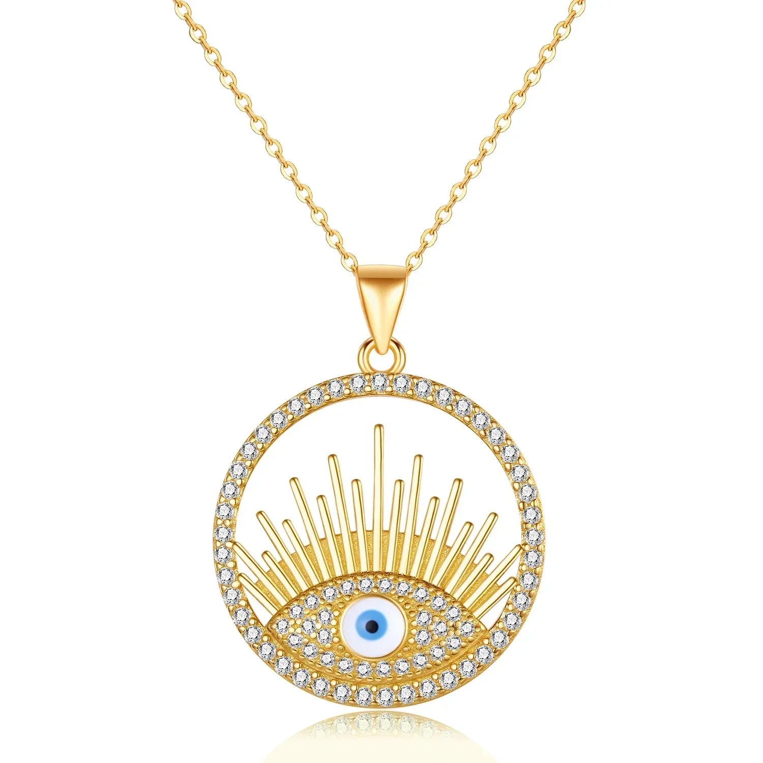 KALETINE Evil Eye Necklace for Women 925 Sterling Silver CZ Stone Enamel Turkish Zircon Jewelry Necklace Pendant Collier Femme