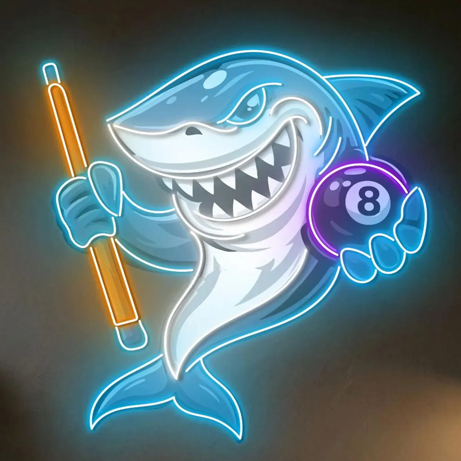 Shark Billiards Neon Sign,Pool Hall/billiard Room/Game Room Decor,Pool Player Gift,Billiards Wall Art,Business Owner Gift