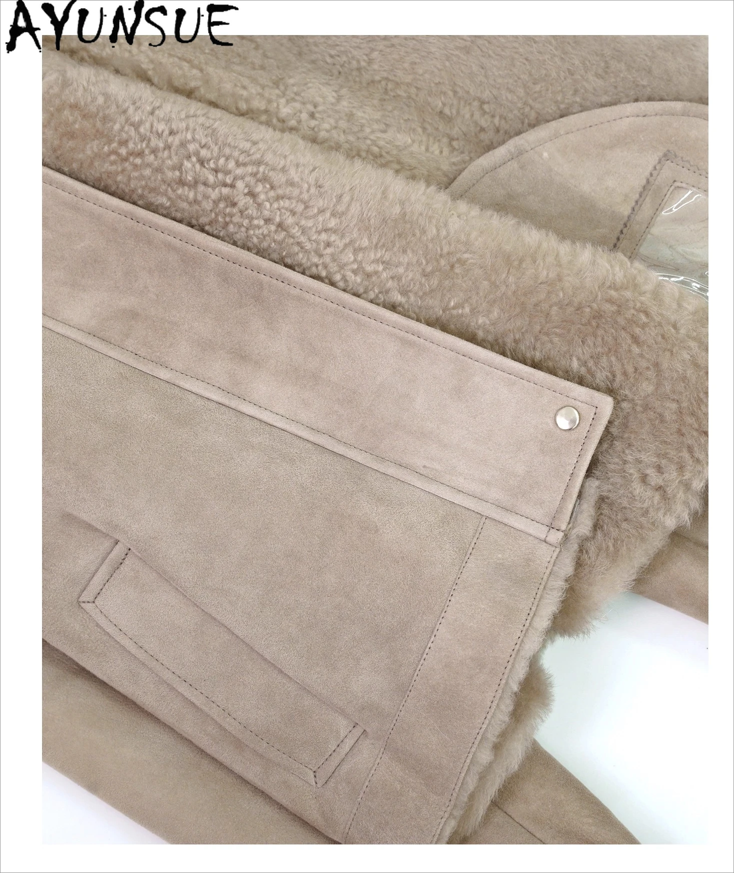 AYUNSUE 천연 가죽 재킷 여성 메리노 양가죽 코트 천연 리얼 퍼 코트 따뜻한 겨울 옷 여성용 2025