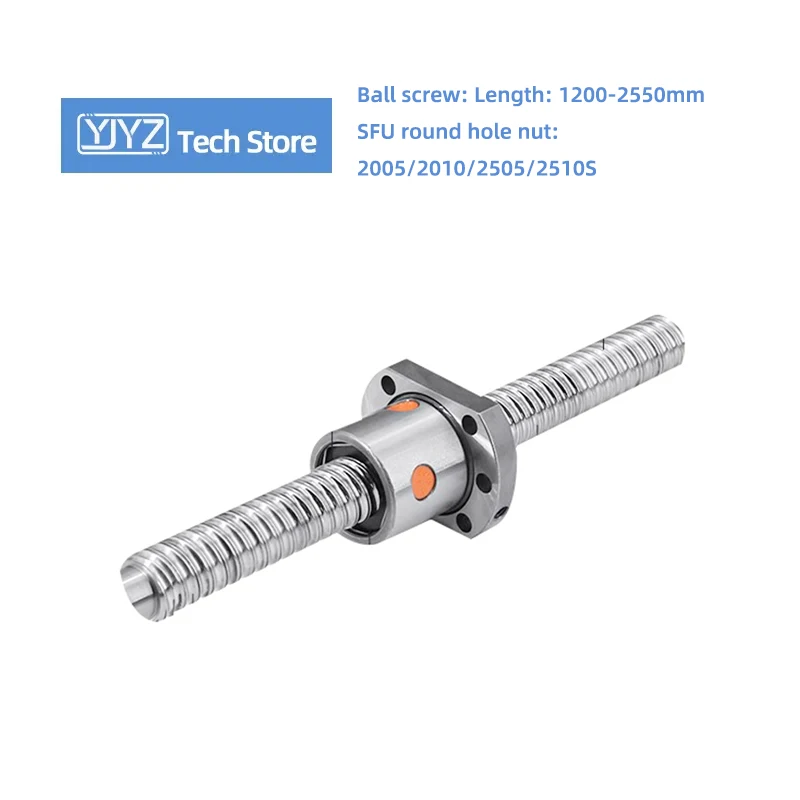 

Высокоточный шариковый винт с гайкой и без конца, обработанная длина 1200-2500 мм SFU2005/2010/2505/2510S Детали 3D-передачи с ЧПУ