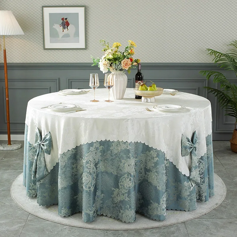 

European style luxurious flower two-color spliced bow light luxury high-end tablecloth hotel banquet tablecloth 식탁보