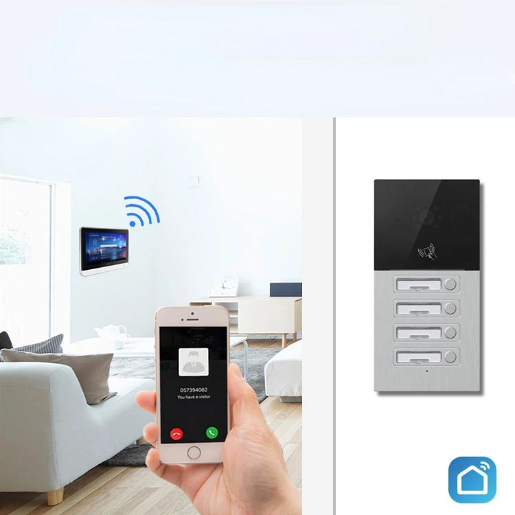 4 apartments muti-function video interphone security intercom system tuya villa doorphone intercom with wifi intercom system