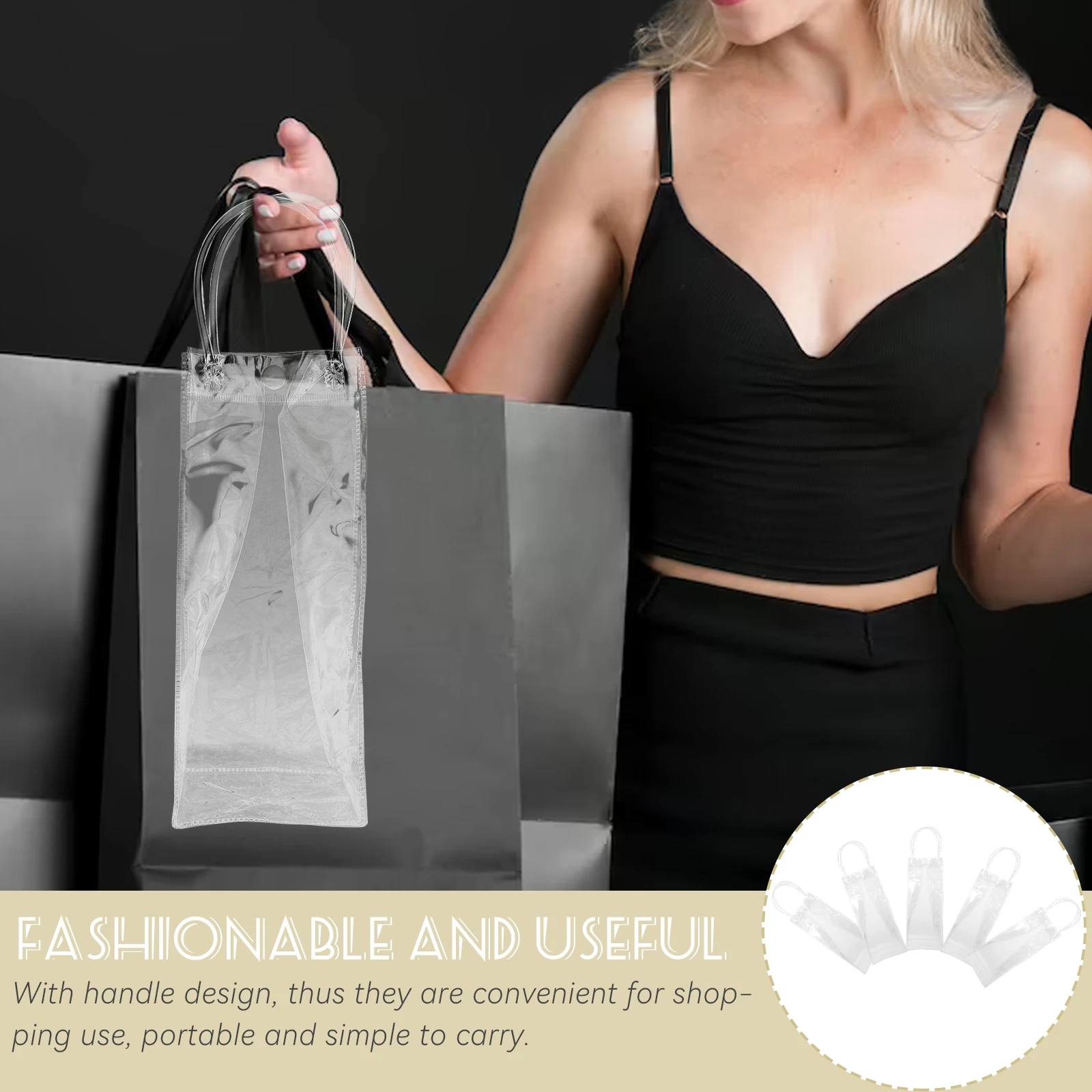 

10pcs PVC Tote Clear Gift Household Bag for Party Favor Household Bottle Bags Portable Shopping Bags