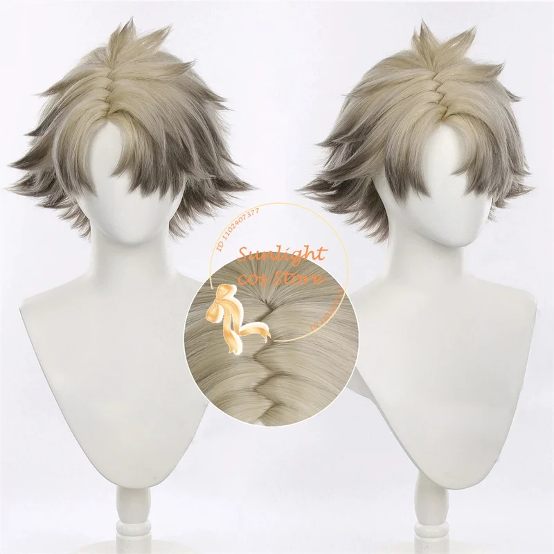 

RUDO Cosplay Wig 25cm Linen Brown Dye Gradient Wigs Heat Resistant Synthetic Hair For Men Halloween Costume Cosplay Anime Wig