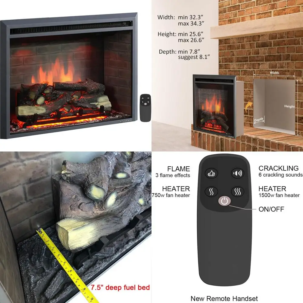 

Электрический камин PuraFlame Western — черный, 750/1500 Вт, звук потрескивания огня, пульт дистанционного управления, ширина 33,125 дюйма