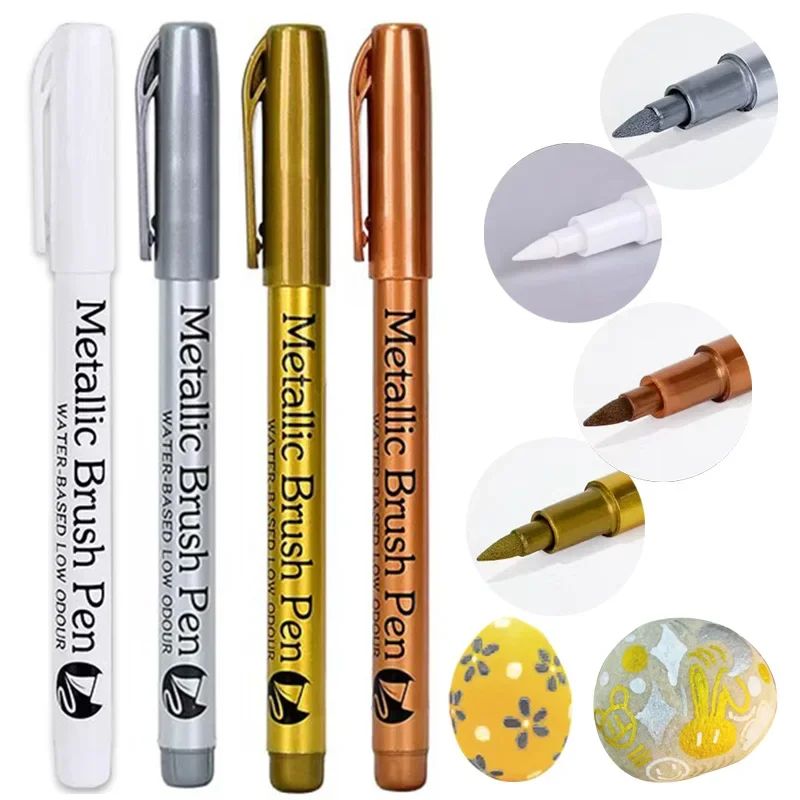 Golden Silver White Marker Pens,Waterproof Non-fading Suitable for DIY Photo Album Greeting Card Writing Art Marker,Stationery