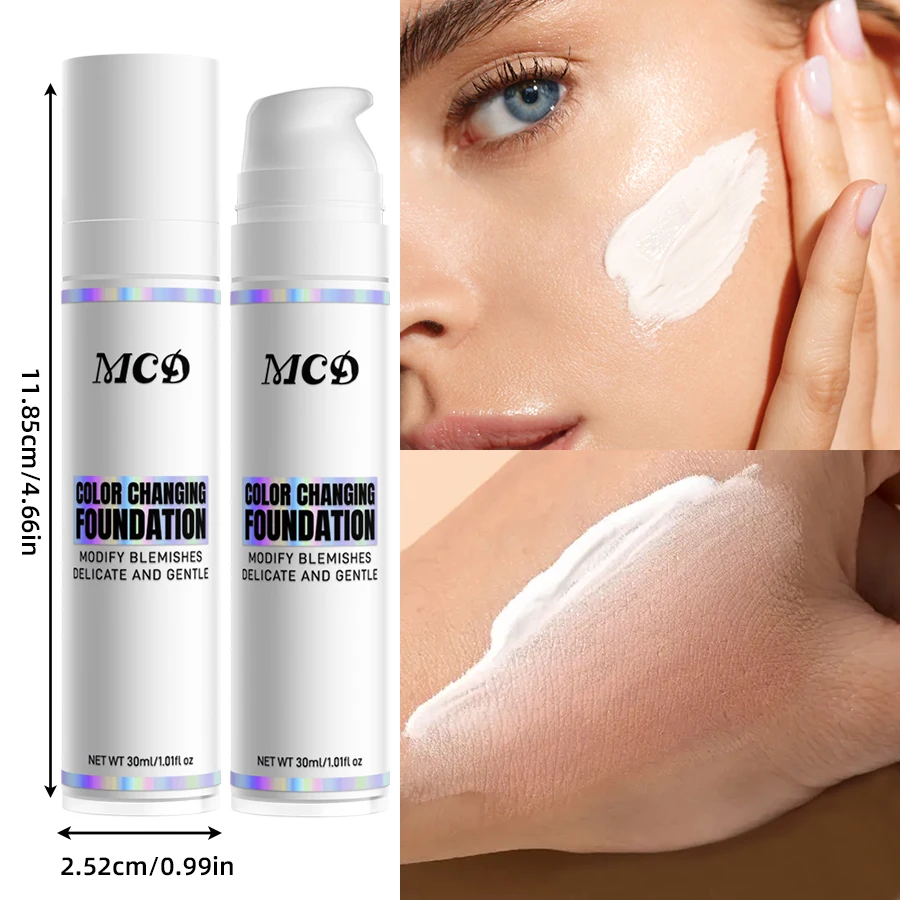 Color Changing Foundation for All Tones Skin Makeup Base Nude Face Full Cover Matte Concealer Long Lasting Liquid Foundation