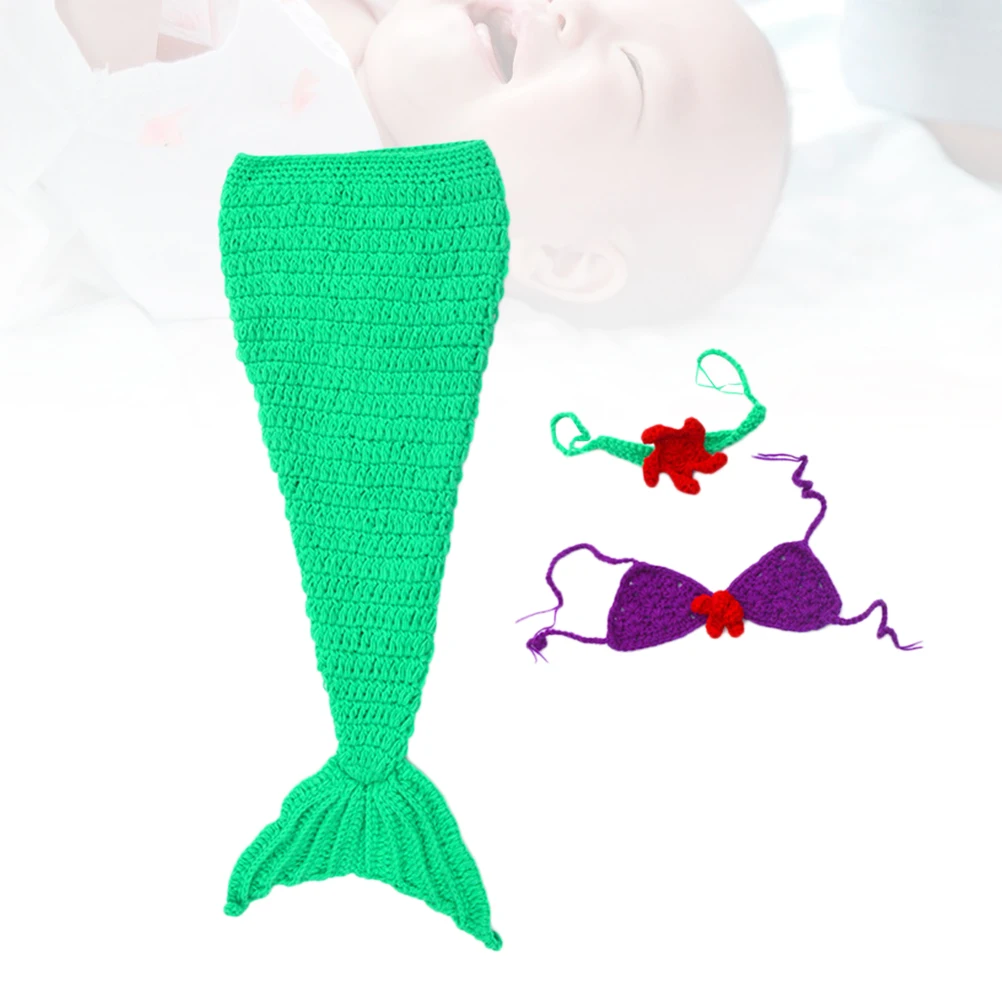 

Baby Photo Props Newborn Costume Photography Outfit Knitted Girl Mermaid Design Comfortable Material Cute Clothes