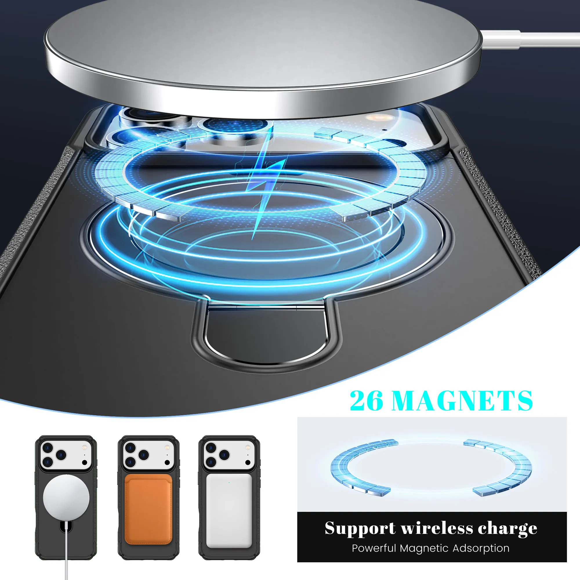 Casing Keras Fungsional Mewah untuk Iphone 17 Pro Max Iphone17 17 Air 16 15 14 Plus 13 12 Iphone16 untuk Pengisian Daya Magsafe