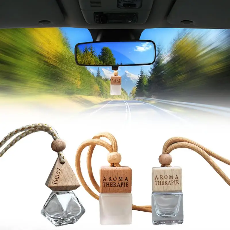 Car Air Freshener Auto Hanging Diffuser Bottle Automotive Refillable EssentialOil Diffuser Empty Glass Perfume Diffuser Bottle