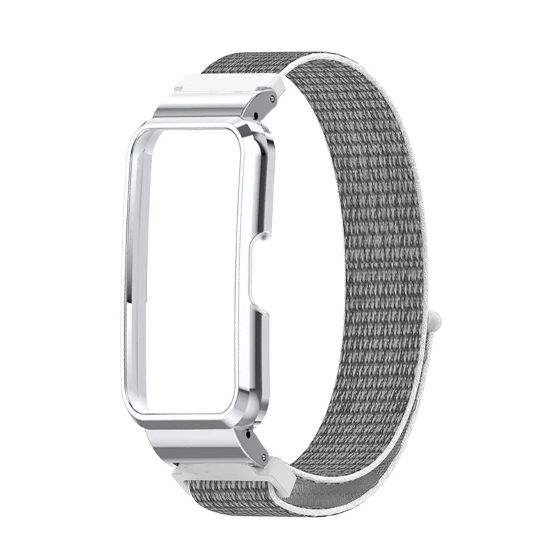 Strap Case Protector for Huawei Band 9 Nylon Breathable Bracelet+Metal Cover for huawei band 8 Wristband Protective Shell Frame