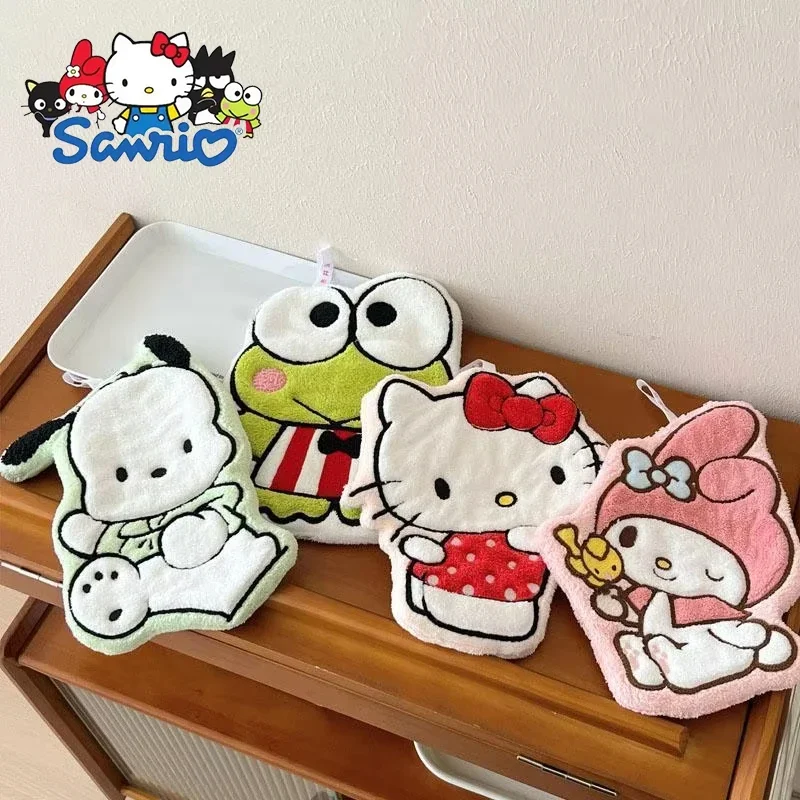 New Sanrio Hand Towel Hellokitty Melody Pochacco Cartoon Soft Water Absorbent Quick Dry Thickened Fabric Children Essential Gift