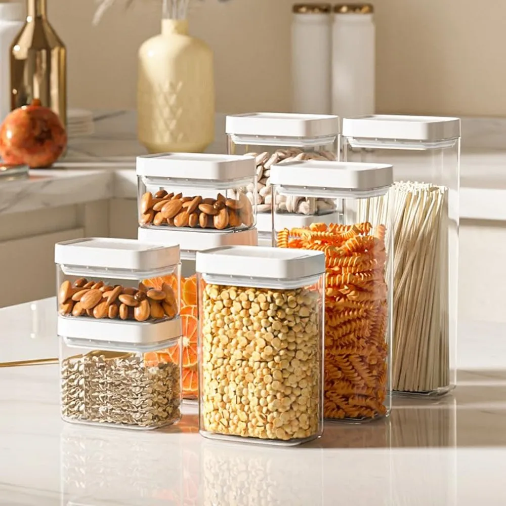 Airtight Food Storage Boxes Container with Lid  Kitchen Pantry Organizer Jar For Serving Tea, Coffee, Flour, Sugar, Candy, Cook