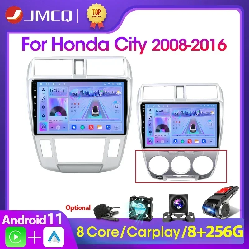 JMCQ 2 Din Car Radio For Honda City 2008 2009 2010 2011 2012 2013 Multimedia Player Android 12 GPS Navigation Head Unit Carplay