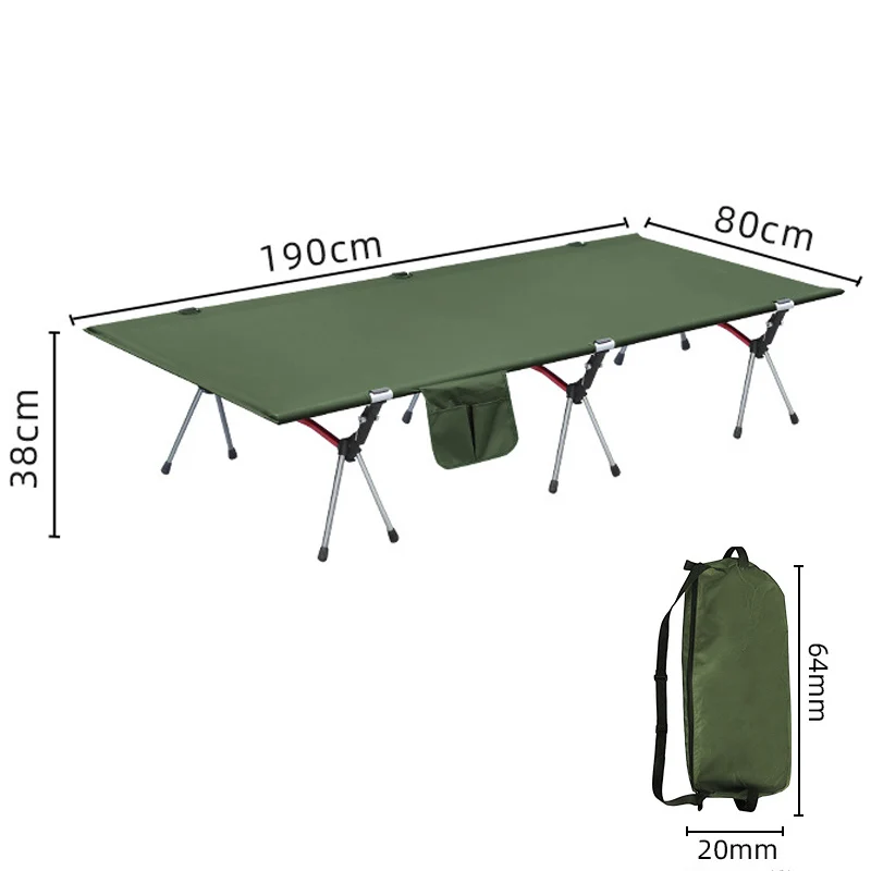 Lohascamping Campingbed 80cm Verbreed Ultralicht Draagbaar Hoog-Laag Dubbel Gebruik Opvouwbaar Rugzak Reizen Wandelen Slaapbed