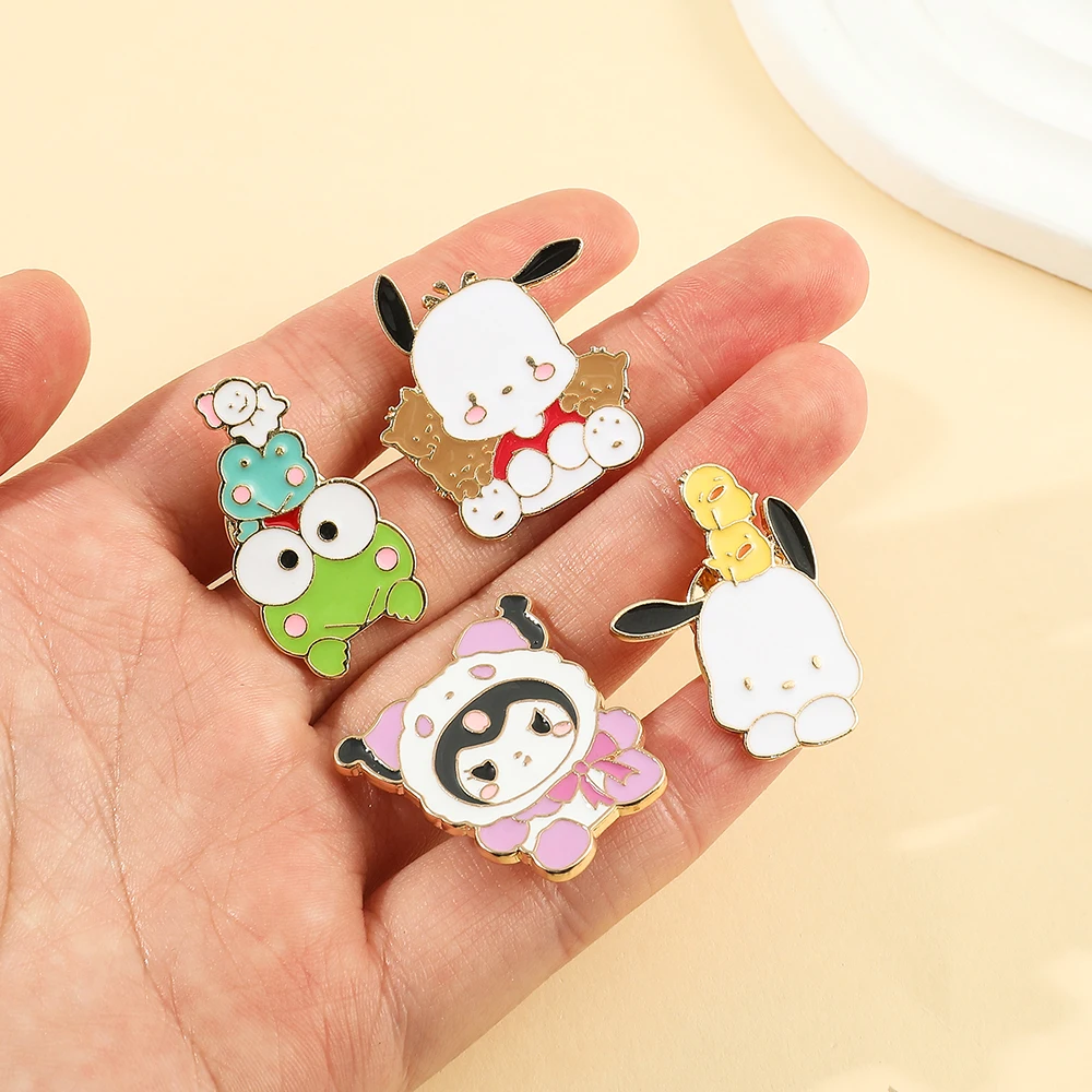 Cartoon Sanrio Hello Kitty Pin for Backpack Kuromi Cinnamon My Melody Anime Lapel Badges Cute Brooch Fashion Jewelry Accessories