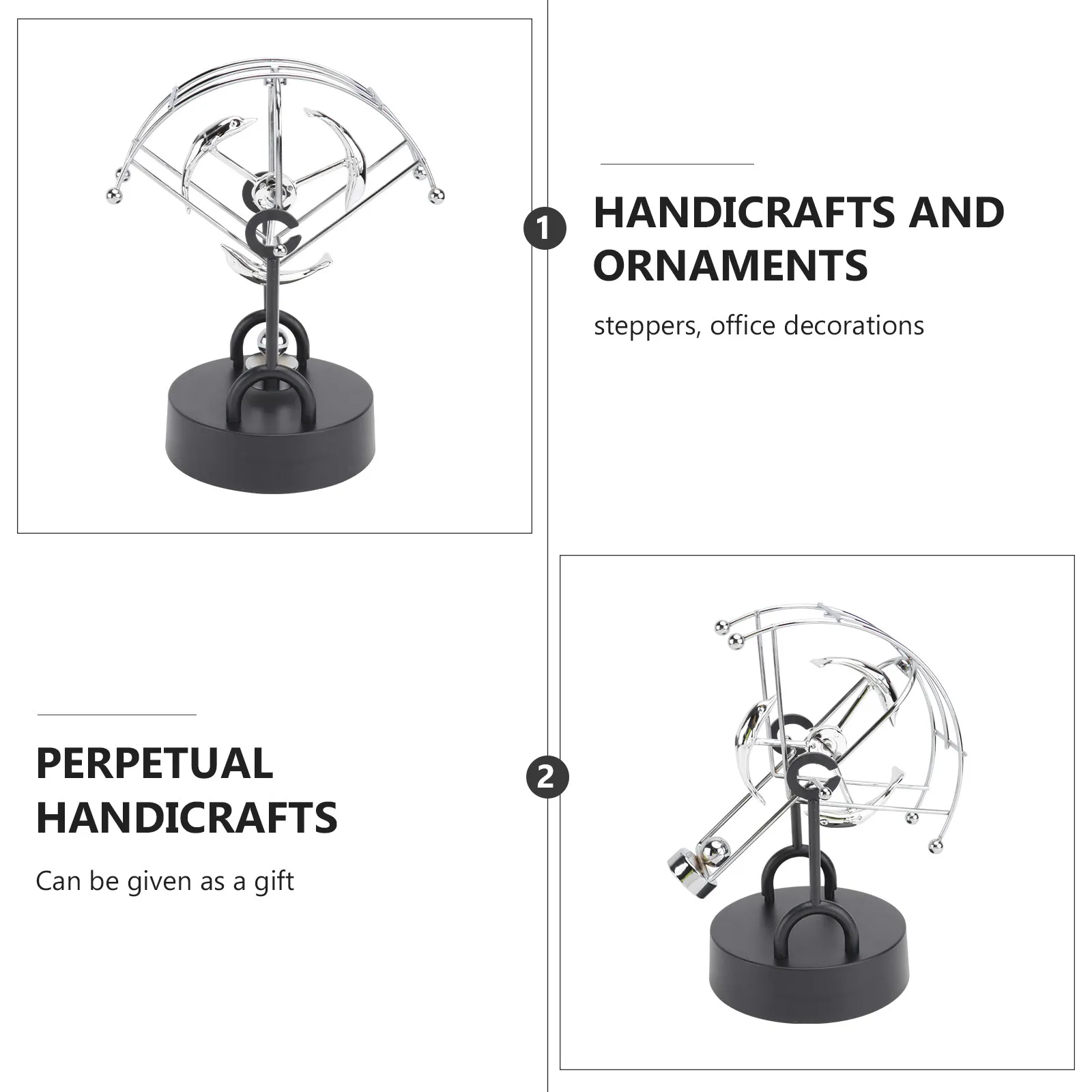 Perpetual Motion Desk Ornament Silver Science Decoration for Office Home Stress Relief