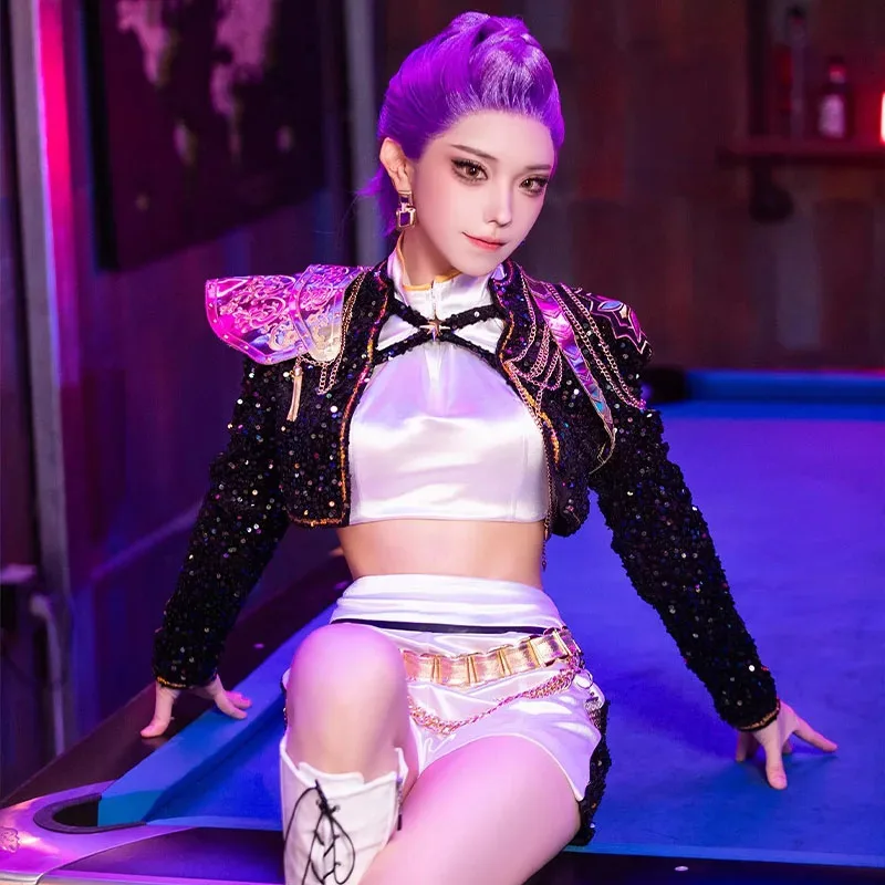 CyK-Pop شيطان الصيادين تأثيري رومي زوي ميرا تأثيري حلي شعر مستعار المرأة الأسود الذهبي دعوى هالوين حفلة لعب الأدوار الزي