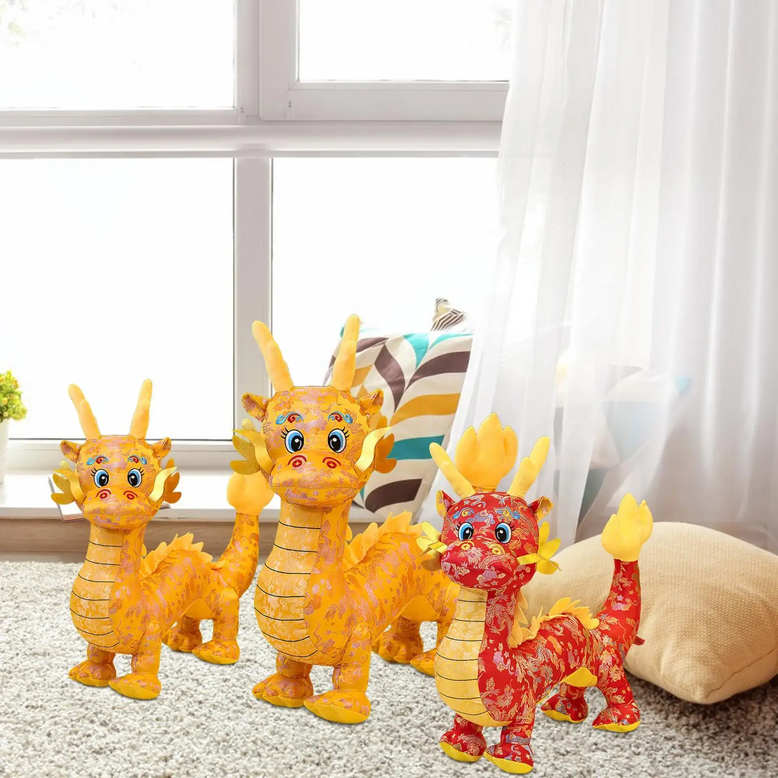 Chinese Dragon Figurine Toys Dragon Plush Toy for Restaurant Apartment Couch