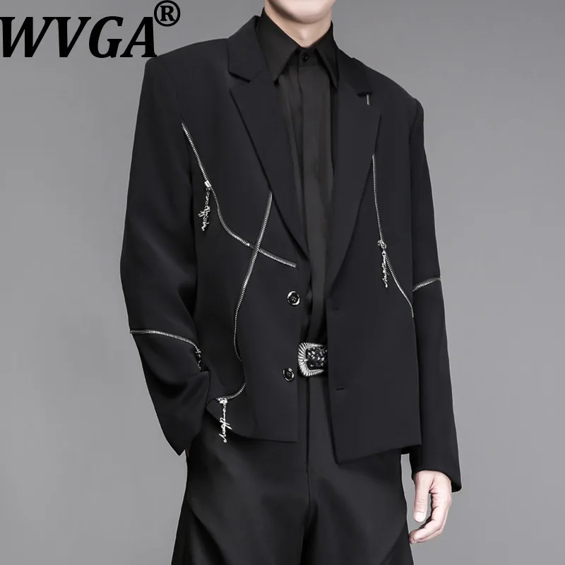 

WVGA весна осень новый мужской хэви-метал асимметричная молния модный дизайн костюм пальто нишевый шикарный повседневный пиджак с длинными рукавами Ins W15591