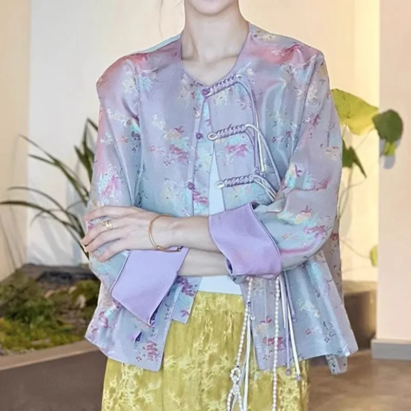 

Комплект женской верхней одежды Ele Chinese Sle с широкими брюками на пуговицах, комплект из двух предметов, осенний комплект Faion, элитное ощущение