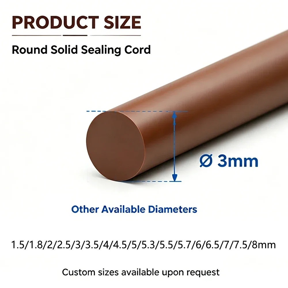 Dia 1.5 1.8 2 2.5 3-8mm Rubber Door Seal FKM Sealing Strip Round Solid Cord Oil Chemical Proof Industrial Seal Rope 5M 10M 20M