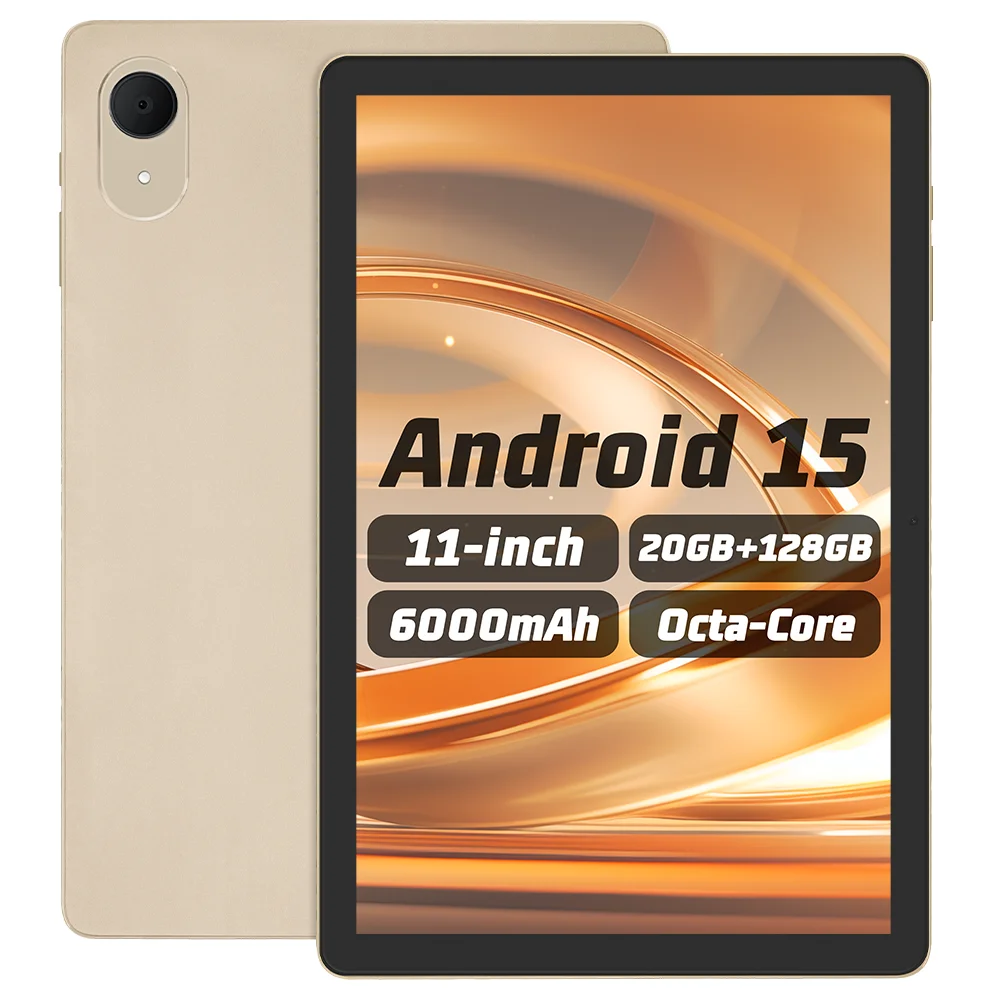 New Arrival 11 Inch Tablet PC Android 15 Octa Core 20GB RAM+128GB 6000mAh 2.4G/5G WiFi 18W Fast Charging Tablet for Adult Kid