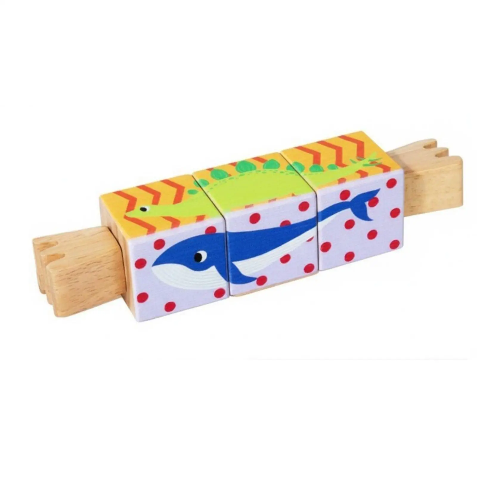 Puzzle Block Creative Rotatable Cartoon Animals Educational Wooden Toy for Developing Child Motor Skills