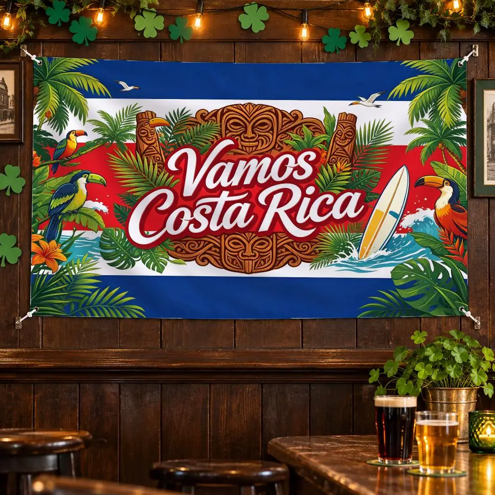 Costa Rica Flags No Hem Banner Anti Fade Washable Home Wall Decor Multi Sizes