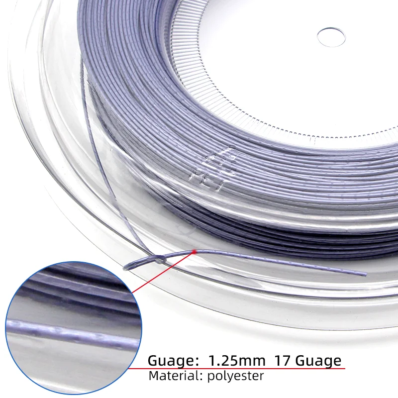 200m High Quality Polyester Tennis String 1.25mm Length 200m Concave Tennis Strings