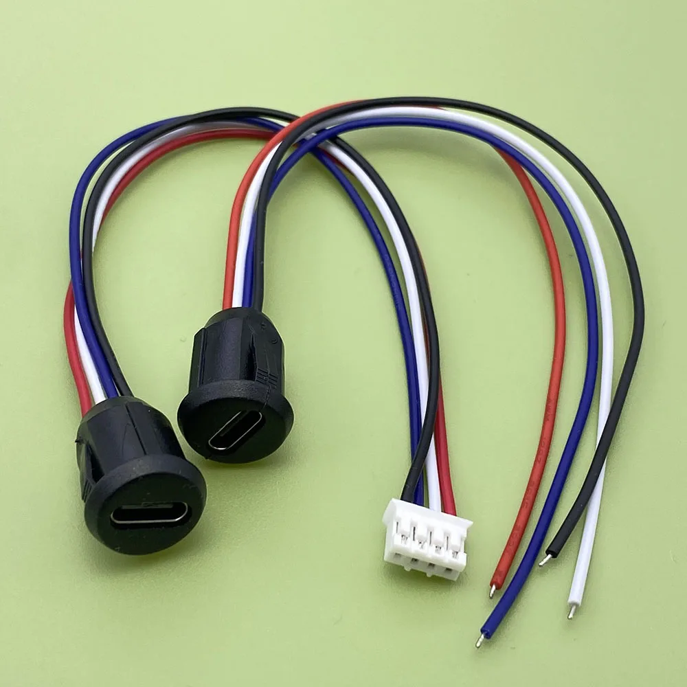 Press Type 2P 4Pin USB Connector Type-C Waterproof with PH 2.0 Female Socket High Current Fast Charging jack port With data pin